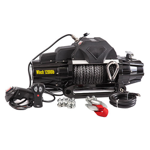 Off road  vehicle mounted SC12.0WEX winch black with black synthetic