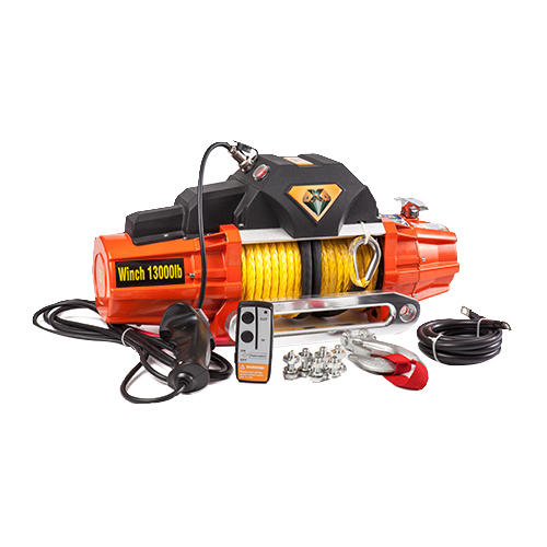 Vehicle mounted SC13.0WEX winch orange with yellow synthetic