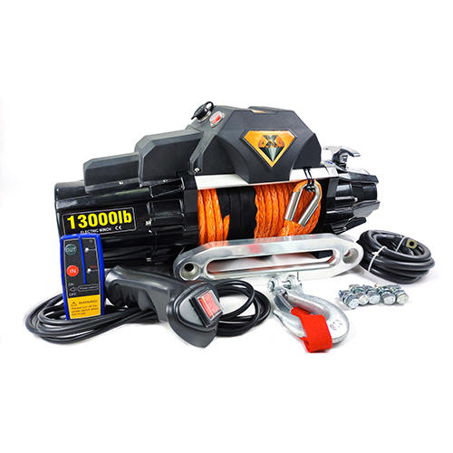 12V/24V off road SC13.0WEX winch black with orange synthetic